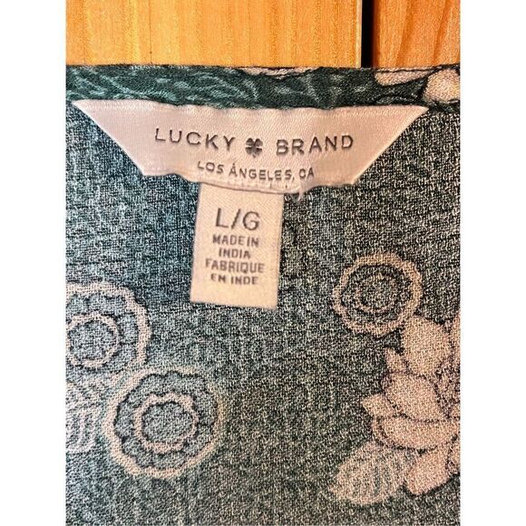 LUCKY BRAND Floral Top Large Green (2517) - Picture 3 of 7